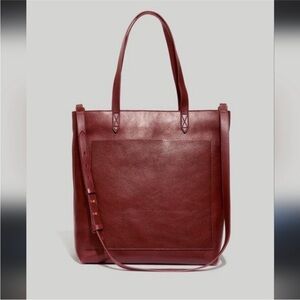 Madewell The Transport Tote Leather Oxblood Burgundy Crossbody Large